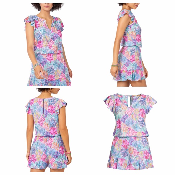 Lilly Pulitzer Pants - Lilly Pulitzer Ravi Romper S Splashdance Flutter Sleeve NWT $168 Resort Wear